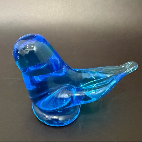 Vintage 1987 Signed Leo Ward Bluebird Of Happiness Art Glass Blue Bird Figurine - Picture 2 of 16